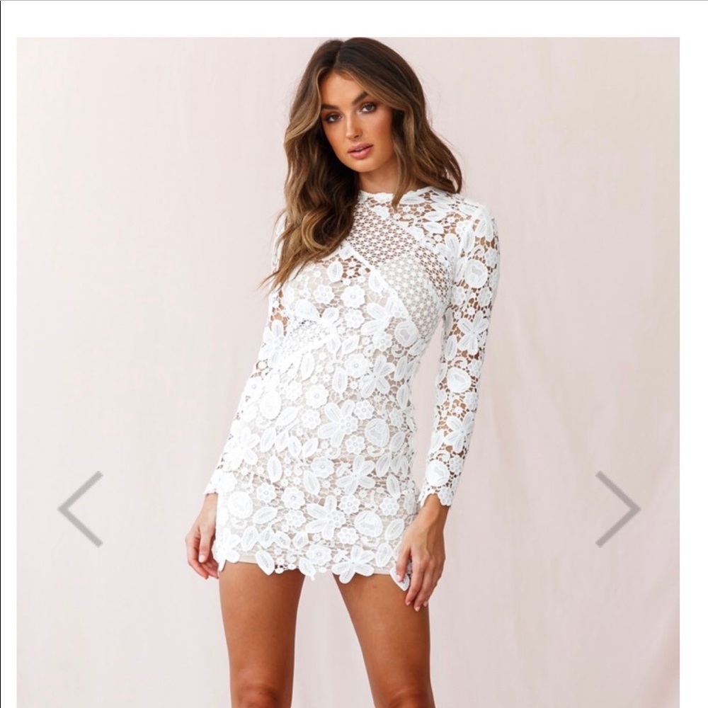 Reinhart floral asymmetrical mesh dress white